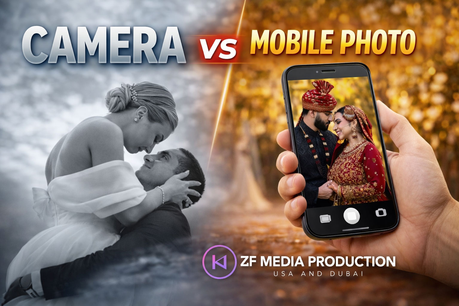 Camera vs Mobile Photo Camera vs Mobile Photo comparison by Best Photographer in Houston – Indian Wedding Photography ZF Media Production