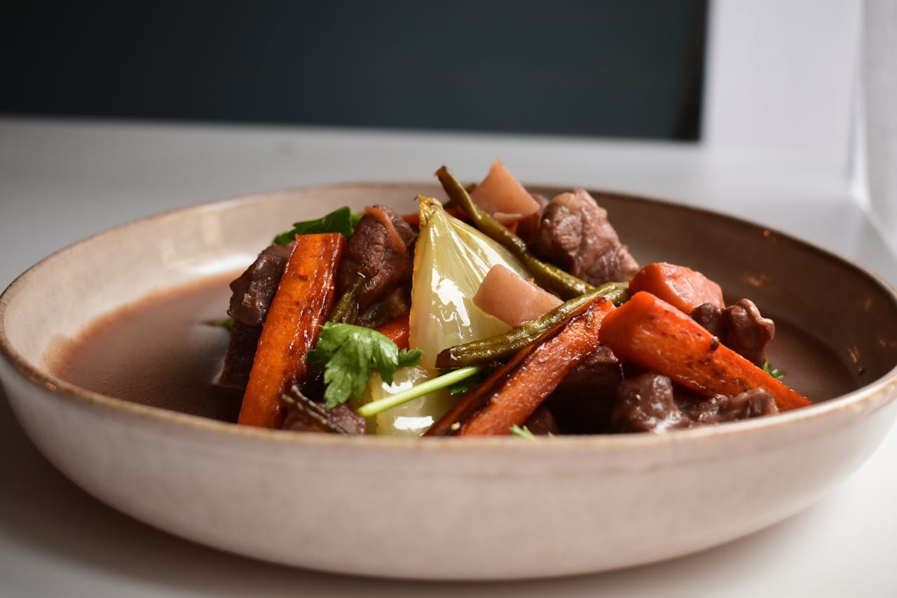 extra-programs-img Savor this mouth-watering beef and vegetable stew featuring tender meat and vibrant root vegetables.